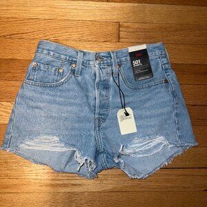 Levi's 501 Original Medium Blue Denim Shorts - Size 26